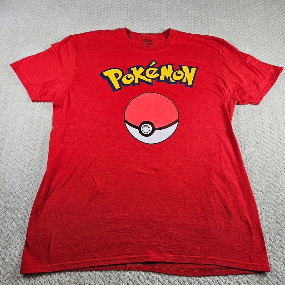 Pokemon Poke‎ Ball Graphic T-Shirt Mens XL Red Cotton Short Sleeve Nintendo Tee